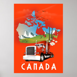 Canada Truck Map Reisposter Poster