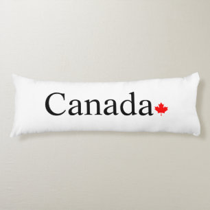 Canada typografie met rode esdoorn blad lichaamskussen