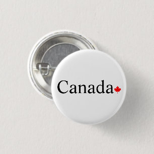 Canada typografie met rode esdoorn blad ronde button 3,2 cm