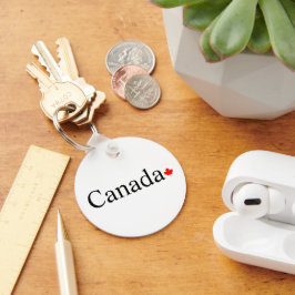 Canada typografie met rode esdoorn blad sleutelhanger