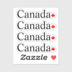 Canada typografie met rode esdoorn blad vier sticker