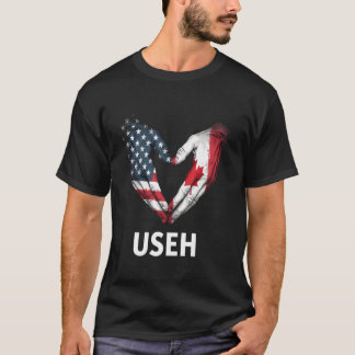 Canada USA Amerikaans Canadese Hart Vlag USEH T-shirt