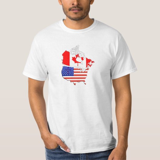 CANADA USA Map Flags T-shirt (Voorkant)