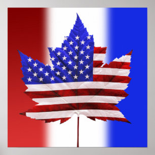 Canada USA Stickers Amerikaanse Canadese Vlag Stic Poster
