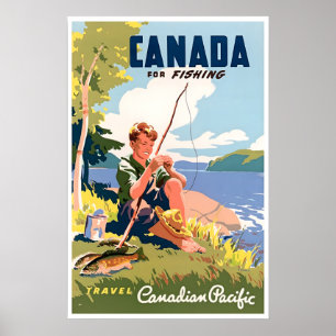 Canada Visposter voor Hengelsport Reizigers Retro Poster