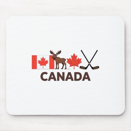 Canada Vlag Canadese Esdoornblad Hert IJshockey Muismat (Voorkant)