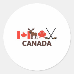 Canada Vlag Canadese Esdoornblad Hert IJshockey Ronde Sticker