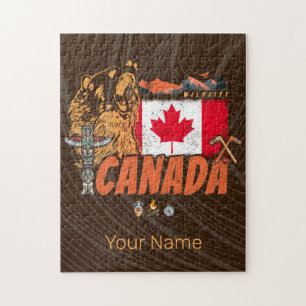 Canada Vlag en Grizzly Beer Vakantie Legpuzzel