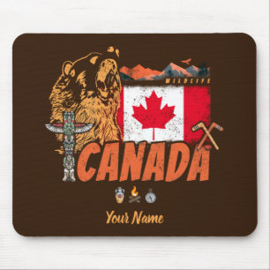 Canada Vlag en Grizzly Beer Vakantie Muismat