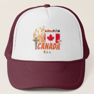 Canada Vlag en Grizzly Beer Vakantie Trucker Pet