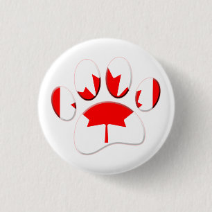 Canada Vlag Hond Paw Print Ronde Button 3,2 Cm