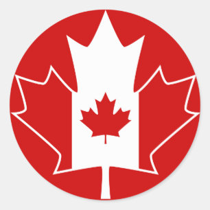 Canada Vlag in Maple Leaf - Rood Ronde Sticker