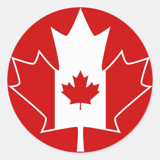 Canada Vlag in Maple Leaf - Rood Ronde Sticker (Voorkant)