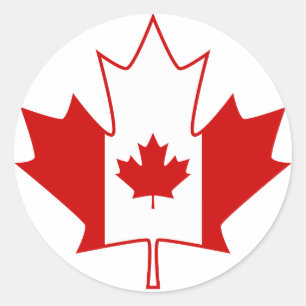 Canada vlag in Maple Leaf - White Ronde Sticker