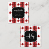 Canada vlag rode glitters patroon Monogram Vierkante Visitekaartje (Voorkant / Achterkant)