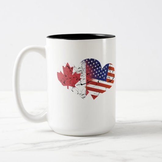 Canada vlag Verenigde Staten vlag Canadese onafhan Tweekleurige Koffiemok (Links)