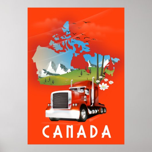 Canada vrachtwagen kaart reisposter poster (Voorkant)