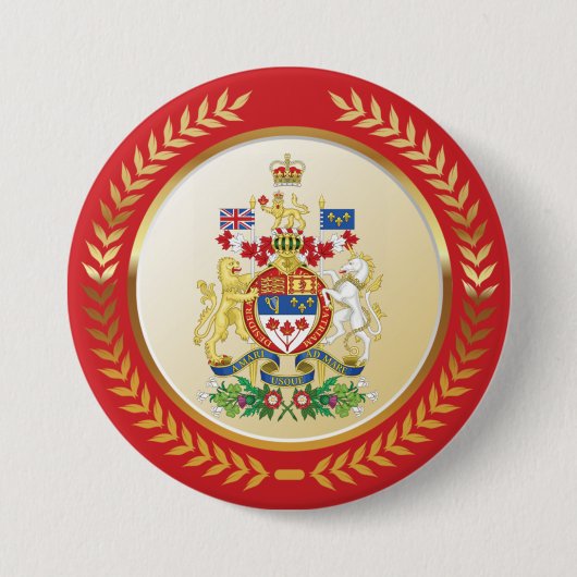 Canada wapenschild ronde button 7,6 cm (Voorkant)
