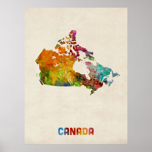 Canada Waterverf Map Poster (Voorkant)