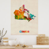 Canada Waterverf Map Poster (Keuken)