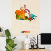 Canada Waterverf Map Poster (Thuiskantoor)