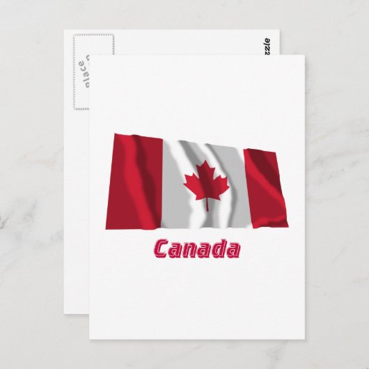 Canada Waving Flag met naam Briefkaart (Voorkant / Achterkant)