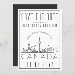 Canada Wedding Stylized Skyline Save the Date Inv Kaart
