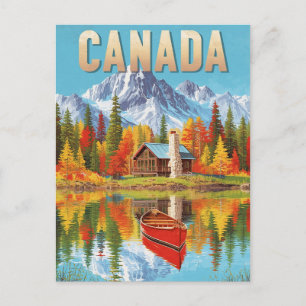 Canada Wilderness Cabin & Canoe Lake Scene Briefkaart