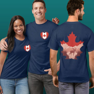 Canada Wildlife Heart dubbelzijdig grafisch T-shir T-shirt
