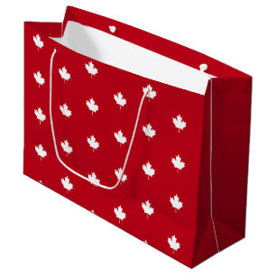 Canada Wit esdoornblad op rood patroon Groot Cadeauzakje