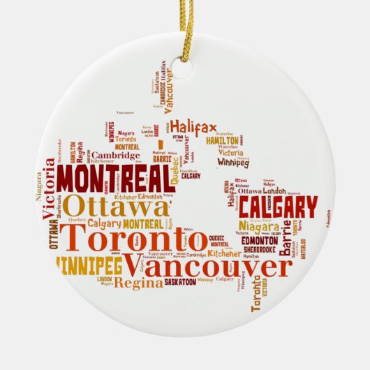 Canada Word Art Cities Keramisch Ornament (Voorkant)