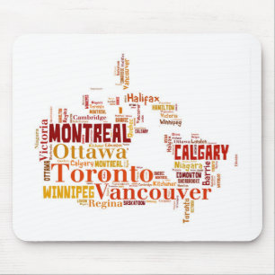 Canada Word Art Cities Muismat