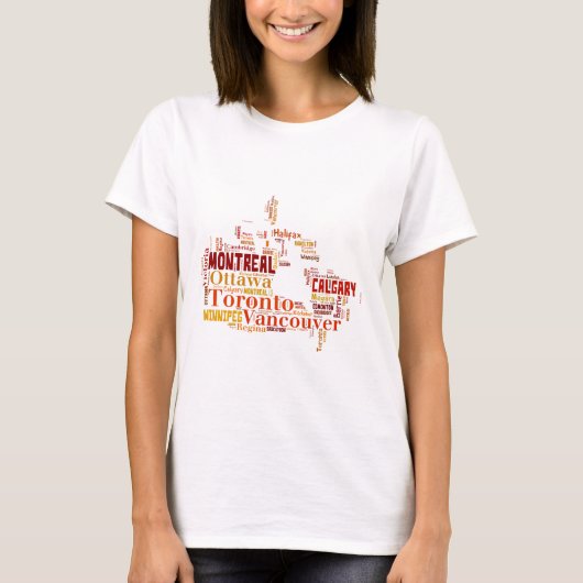 Canada Word Art Cities T-shirt (Voorkant)