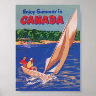 Canada, Zeilboot, Vintage Travel Poster