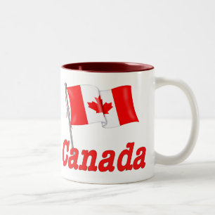 Canada zwaaiende vlag tweekleurige koffiemok