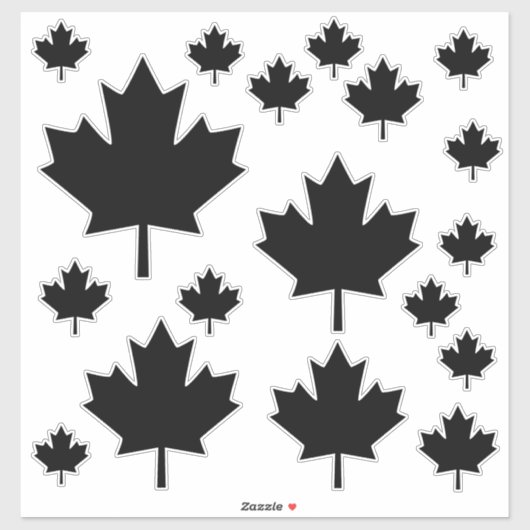 Canada Zwart Schets Stijlvol Maple Leaf Sticker (Vel)