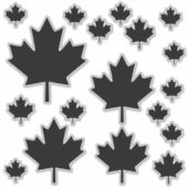 Canada Zwart Schets Stijlvol Maple Leaf Sticker (Voorkant)