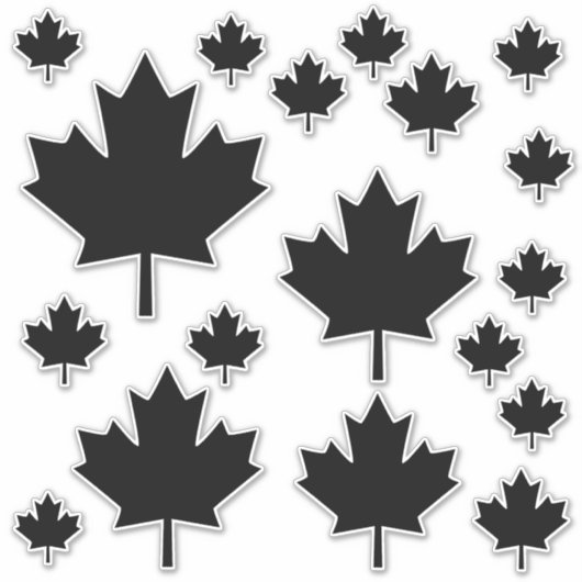 Canada Zwart Schets Stijlvol Maple Leaf Sticker (Voorkant)