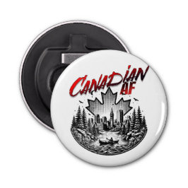 Canadees AF Landschap Canoe Maple blad Button Flesopener
