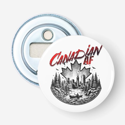 Canadees AF Landschap Canoe Maple blad Button Flesopener (Voorkant)