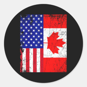 Canadees-Amerikaans Shirt Vlag van Canada op 4 jul Ronde Sticker