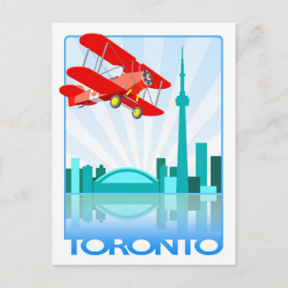 Canadees Biplane over Toronto Retro-ontwerp Briefkaart