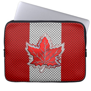 Canadees chroommanleder op koolstofvezelstijlen laptop sleeve