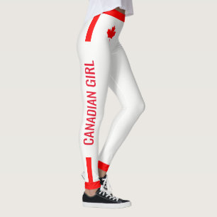 Canadees meisje op rood en wit leggings