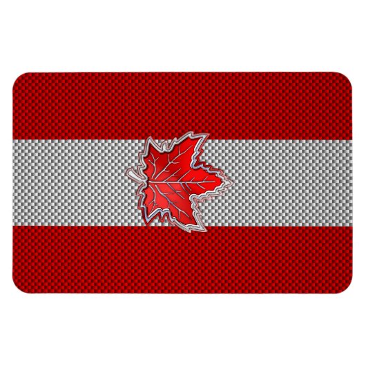 Canadees Rode Maple Leaf over koolstofvezel Magneet (Horizontaal)