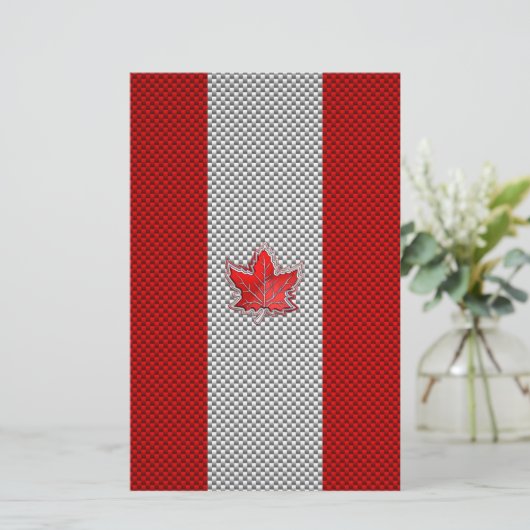 Canadees rood manleder in koolstofvezel briefpapier (Staand voorkant)