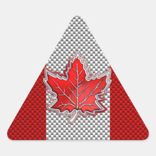 Canadees rood manleder in koolstofvezel driehoek sticker