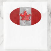 Canadees rood manleder in koolstofvezel ovale sticker (Tas)