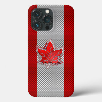 Canadees rood manleder op koolstofvezel afdrukken iPhone 13 pro hoesje