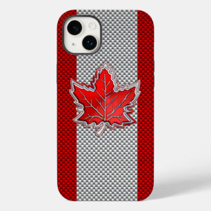 Canadees rood manleder op koolstofvezel afdrukken Case-Mate iPhone 14 plus hoesje